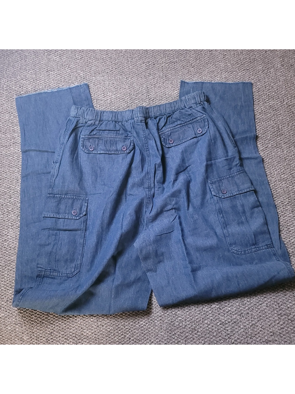 KingSize Cargo Pants Mens 2XL x40L Big Tall Denim Elastic LL Jean y2K Blue